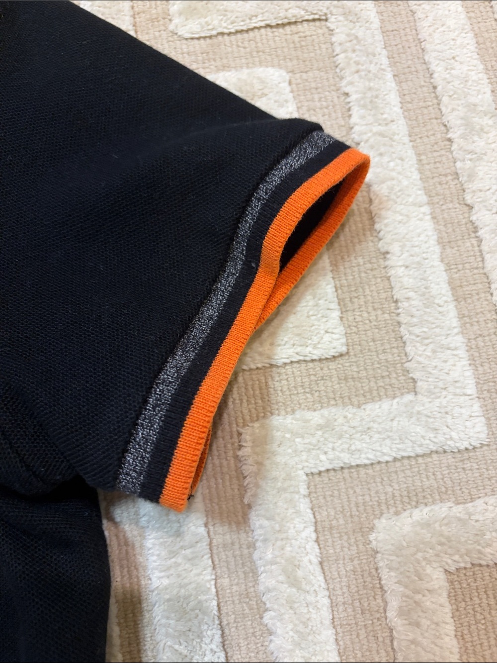 Men’s Black Polo Shirt with Orange Trim - Picture 4 of 5